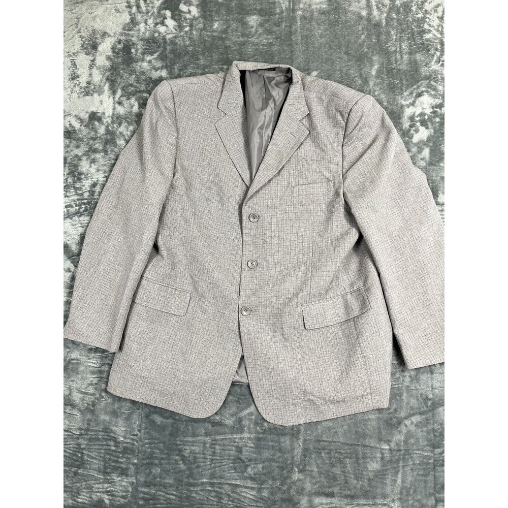 Loriano Collection Mens Gray Blazer Size 46R Polyester Shell Designed In Italy